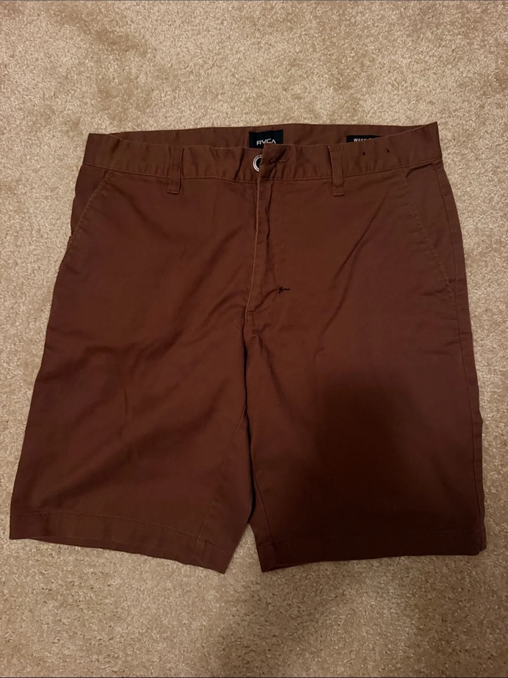 RVCA Men's Dark Brown Flat Front Shorts